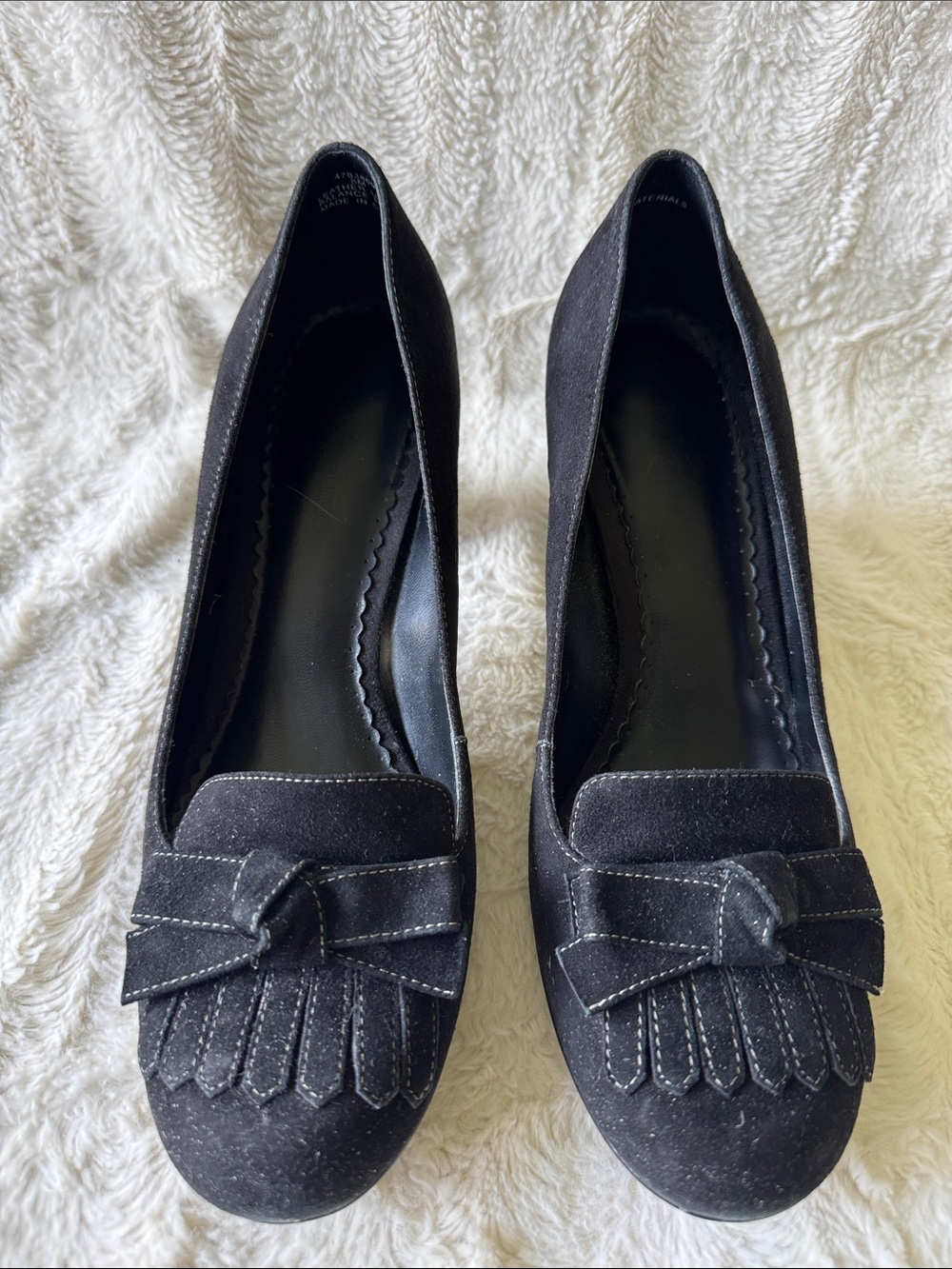 Madeline Black Suede Bow Kiltie Pumps